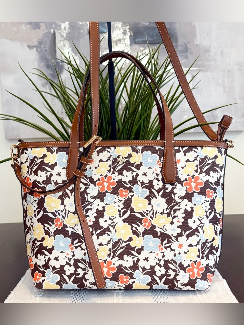 Tory Burch Kerrington Floral Tote Brown/Multicolor